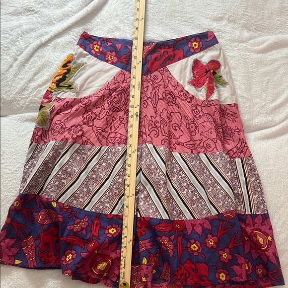 Anthropologie Dresses & Skirts - Anthropologie Boho beaded Pink Floral Patchwork  Skirt by Aquarius